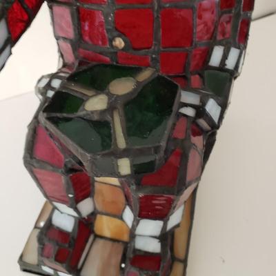 LOT 209F: Large Stained Glass Lighted Santa & Dept 56 Holy Spirit Church