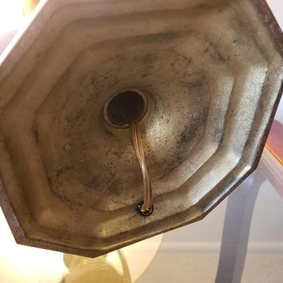 LOT 211L: Pair of Matching End Tables & Brass Lamps