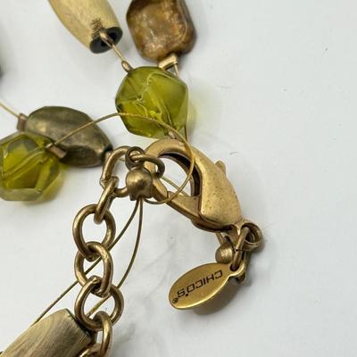 LOT 213J: Earth Tone Bead and Wire Chico's Necklace, Casual Corner Necklace, Frog Ring & More
