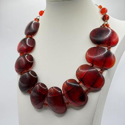 LOT 213J: Earth Tone Bead and Wire Chico's Necklace, Casual Corner Necklace, Frog Ring & More