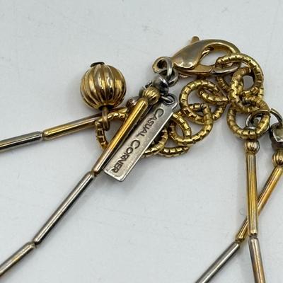 LOT 213J: Earth Tone Bead and Wire Chico's Necklace, Casual Corner Necklace, Frog Ring & More