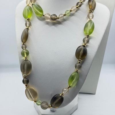 LOT 213J: Earth Tone Bead and Wire Chico's Necklace, Casual Corner Necklace, Frog Ring & More