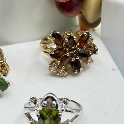 LOT 213J: Earth Tone Bead and Wire Chico's Necklace, Casual Corner Necklace, Frog Ring & More