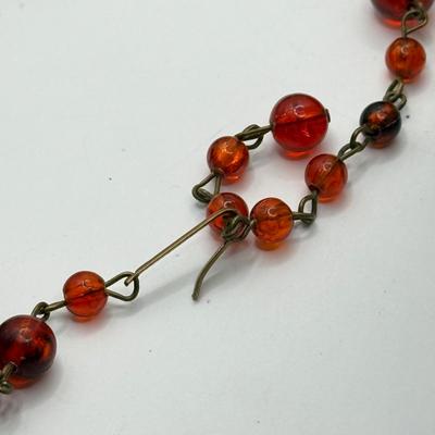 LOT 213J: Earth Tone Bead and Wire Chico's Necklace, Casual Corner Necklace, Frog Ring & More