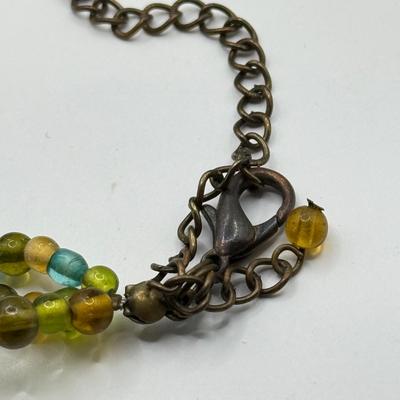 LOT 213J: Earth Tone Bead and Wire Chico's Necklace, Casual Corner Necklace, Frog Ring & More