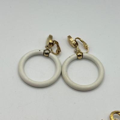 LOT 214: Holiday Jewelry & More: Swarovski Christmas Stocking Charm, Trifari White/Goldtone Clip Hoops, Gerry's & Art...