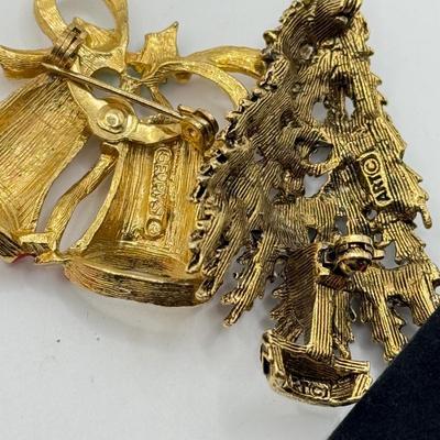 LOT 214: Holiday Jewelry & More: Swarovski Christmas Stocking Charm, Trifari White/Goldtone Clip Hoops, Gerry's & Art...