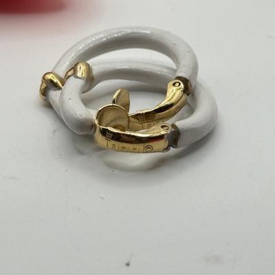 LOT 214: Holiday Jewelry & More: Swarovski Christmas Stocking Charm, Trifari White/Goldtone Clip Hoops, Gerry's & Art...