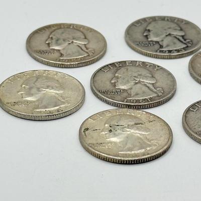 LOT 218C: 90% Silver Quarters US 25 Cent Coins (43.38g)