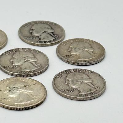 LOT 218C: 90% Silver Quarters US 25 Cent Coins (43.38g)