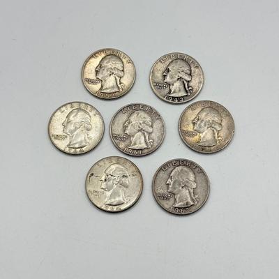 LOT 218C: 90% Silver Quarters US 25 Cent Coins (43.38g)