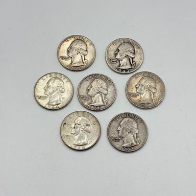 LOT 218C: 90% Silver Quarters US 25 Cent Coins (43.38g)