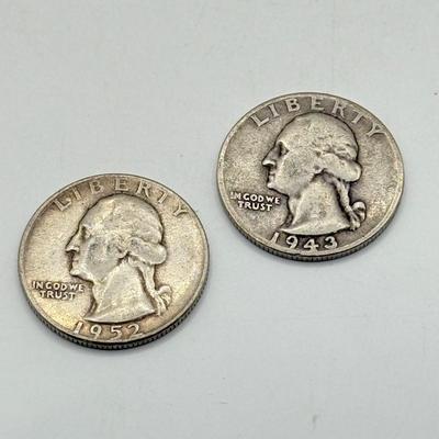 LOT 218C: 90% Silver Quarters US 25 Cent Coins (43.38g)