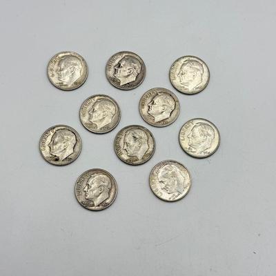 LOT 219C: 90% Silver Dimes US 10 Cent Coins (24.83g)