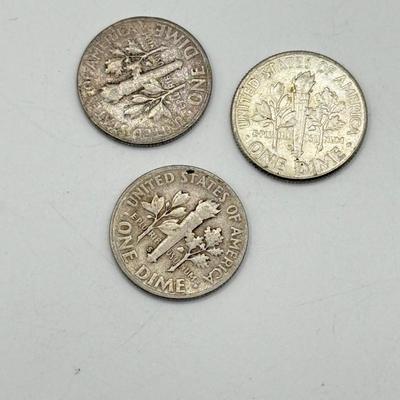 LOT 219C: 90% Silver Dimes US 10 Cent Coins (24.83g)