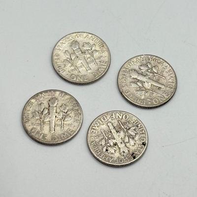 LOT 219C: 90% Silver Dimes US 10 Cent Coins (24.83g)