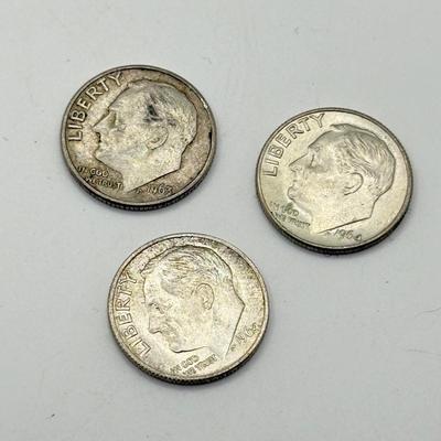 LOT 219C: 90% Silver Dimes US 10 Cent Coins (24.83g)