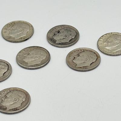 LOT 219C: 90% Silver Dimes US 10 Cent Coins (24.83g)