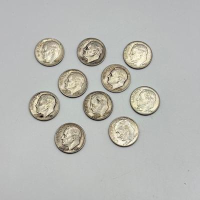 LOT 219C: 90% Silver Dimes US 10 Cent Coins (24.83g)