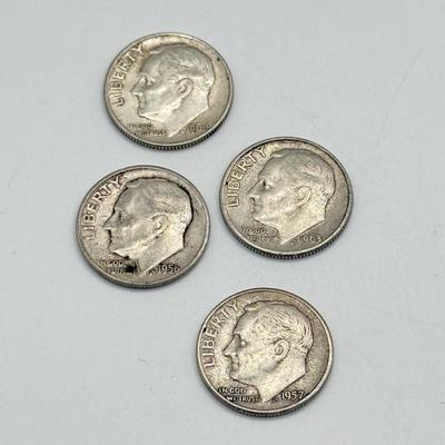 LOT 219C: 90% Silver Dimes US 10 Cent Coins (24.83g)