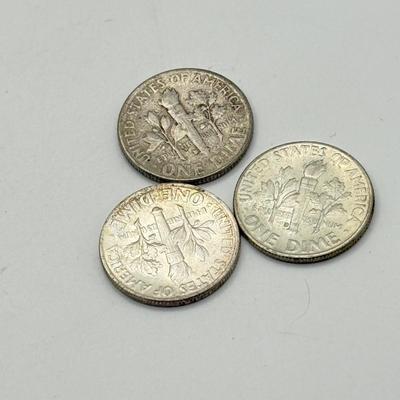 LOT 219C: 90% Silver Dimes US 10 Cent Coins (24.83g)