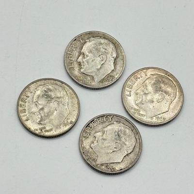 LOT 220C: 90% Silver Dimes US 10 Cent Coins (24.84g)