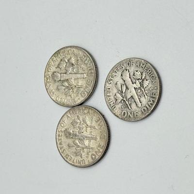 LOT 220C: 90% Silver Dimes US 10 Cent Coins (24.84g)