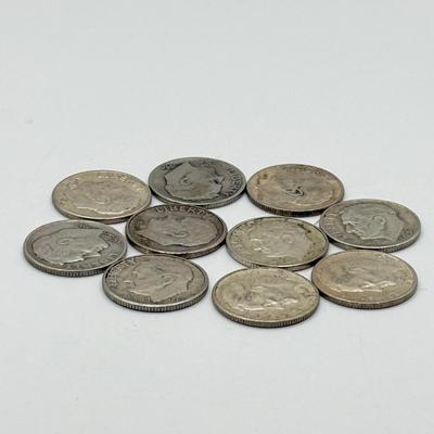 LOT 220C: 90% Silver Dimes US 10 Cent Coins (24.84g)