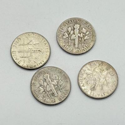 LOT 220C: 90% Silver Dimes US 10 Cent Coins (24.84g)