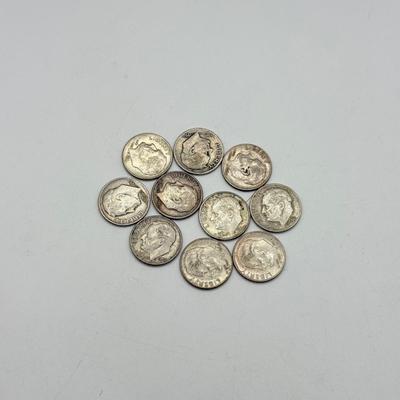 LOT 220C: 90% Silver Dimes US 10 Cent Coins (24.84g)