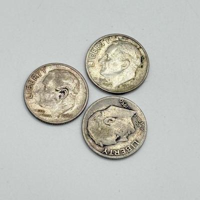 LOT 220C: 90% Silver Dimes US 10 Cent Coins (24.84g)