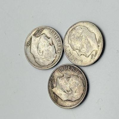 LOT 220C: 90% Silver Dimes US 10 Cent Coins (24.84g)