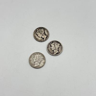 LOT 221C: Three 90% Silver Mercury Head Dimes (7.29g)
