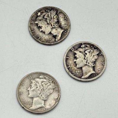 LOT 221C: Three 90% Silver Mercury Head Dimes (7.29g)