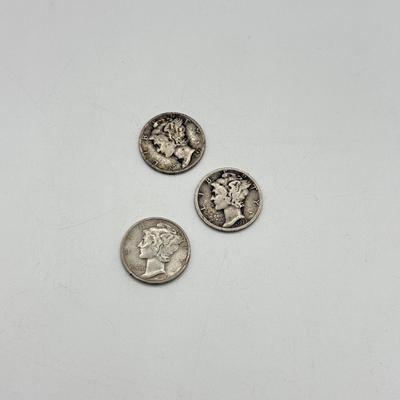 LOT 221C: Three 90% Silver Mercury Head Dimes (7.29g)