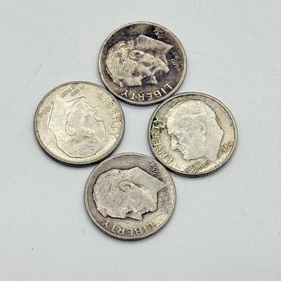 LOT 223C: 90% Silver Dimes US 10 Cent Coins (24.86g)