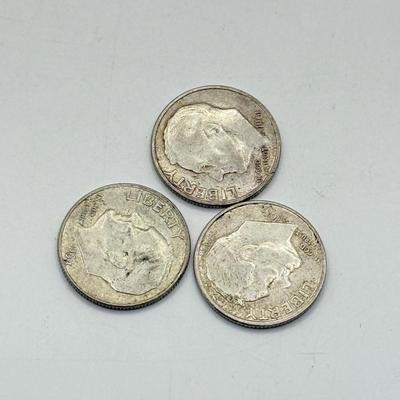 LOT 223C: 90% Silver Dimes US 10 Cent Coins (24.86g)