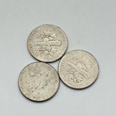 LOT 223C: 90% Silver Dimes US 10 Cent Coins (24.86g)