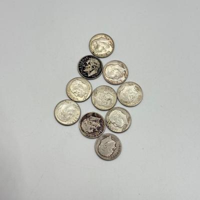 LOT 223C: 90% Silver Dimes US 10 Cent Coins (24.86g)