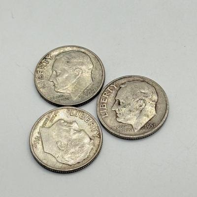 LOT 224C: 90% Silver Dimes US 10 Cent Coins (27.08g)