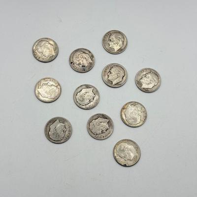 LOT 224C: 90% Silver Dimes US 10 Cent Coins (27.08g)