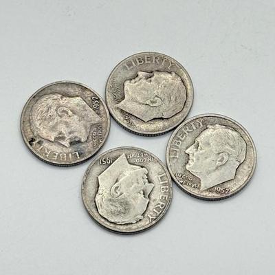 LOT 224C: 90% Silver Dimes US 10 Cent Coins (27.08g)