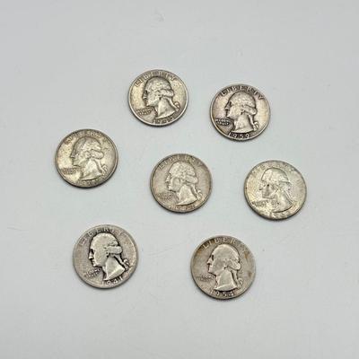 LOT 225C: 90% Silver Quarters US 25 Cent Coins (43.44g)