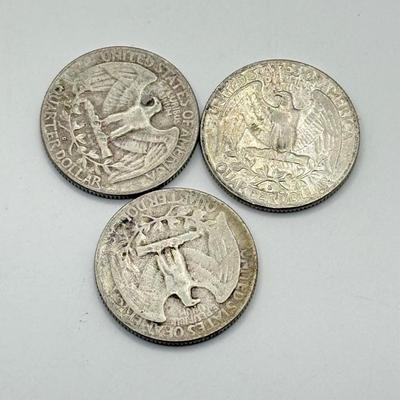 LOT 225C: 90% Silver Quarters US 25 Cent Coins (43.44g)