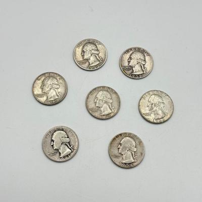 LOT 225C: 90% Silver Quarters US 25 Cent Coins (43.44g)