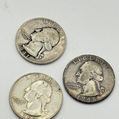 LOT 228C: 90% Silver Quarters - 1964 and Before (43.21g)