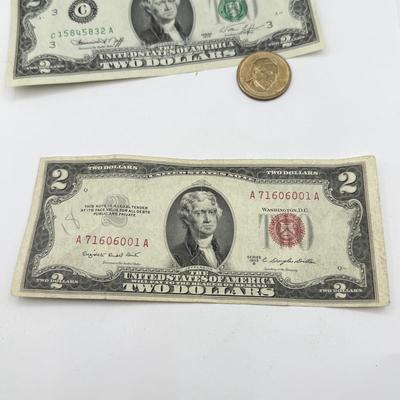 LOT 231C: US $2 Bills & John Tyler Liberty Dollar Coin