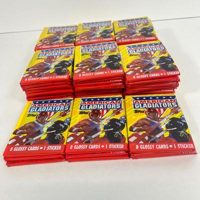 LOT 44: American Gladiators 1991 Topps Cards - 69 Sealed Packs