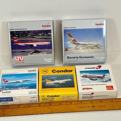 LOT 48: Herpa Miniature Airliner Models - 1:500 Scale - In Original Boxes