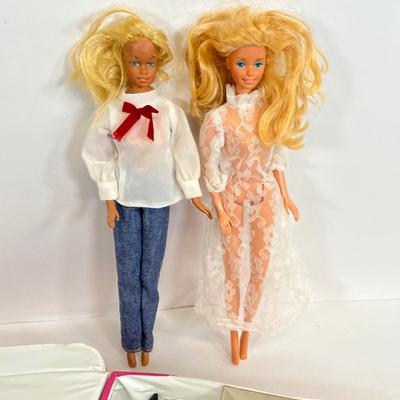 LOT 60: Vintage Barbie Collectibles - Phone and Case w/ Cllothes and Dolls